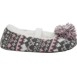 Chaussons bas en tricot avec pompon et doublure sherpa