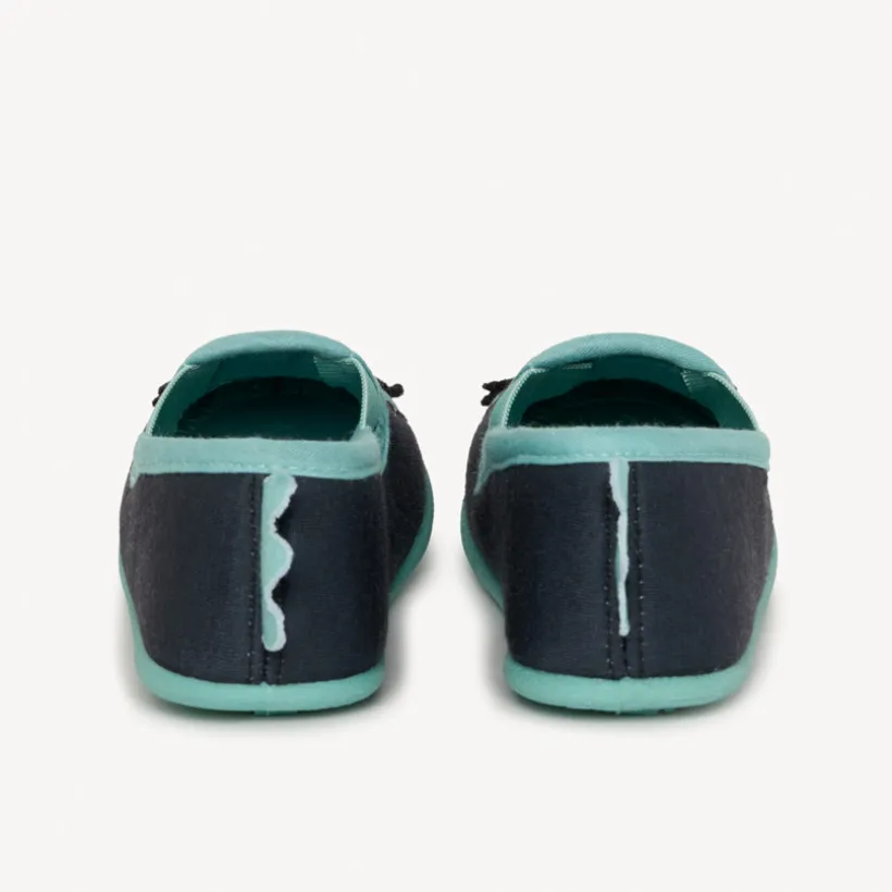 Chaussons bas noir et bleu brodé dinosaure pour garçon