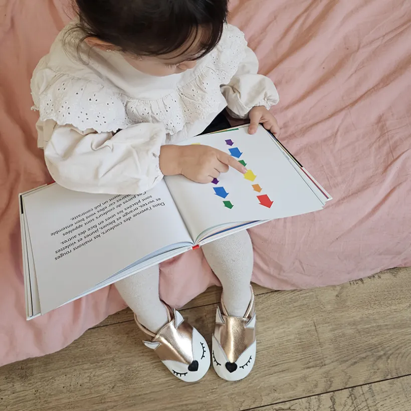 Chaussons bébé en cuir 0-6M Jade la renarde gold