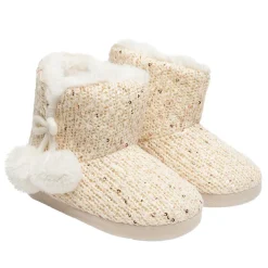 Chaussons bottes en maille à sequins fourrés pour fille