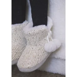 Chaussons bottes en maille à sequins fourrés pour fille