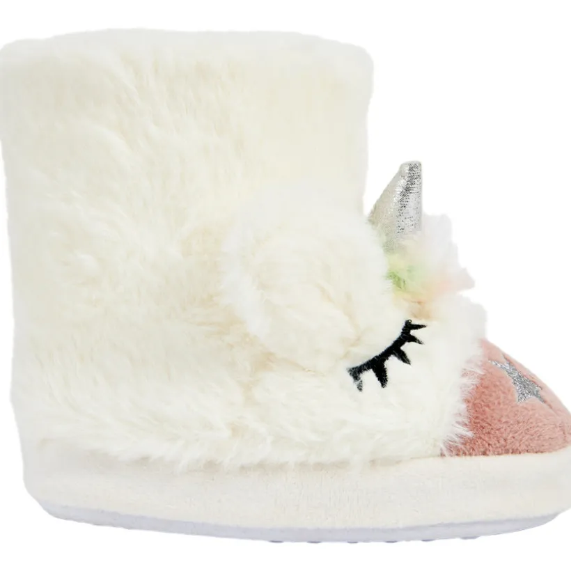 Chaussons bottes à fausse fourrure licorne pour fille