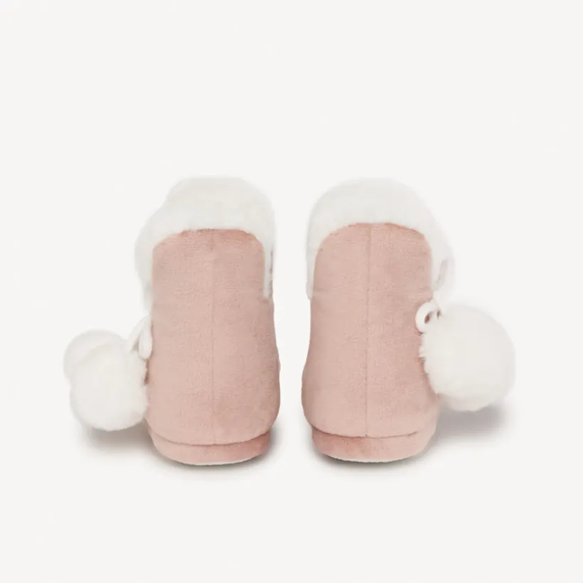 Chaussons bottes fourrés en velours avec pompons pour fille