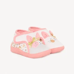 Chaussons bottillons motif chat pour bébé fille