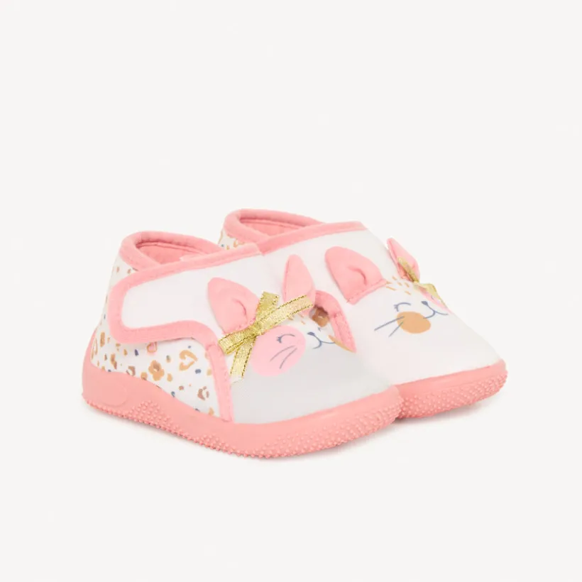 Chaussons bottillons motif chat pour bébé fille