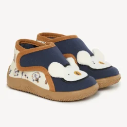 Chaussons bottillons patch brodé ours et oreilles en relief pour garçon