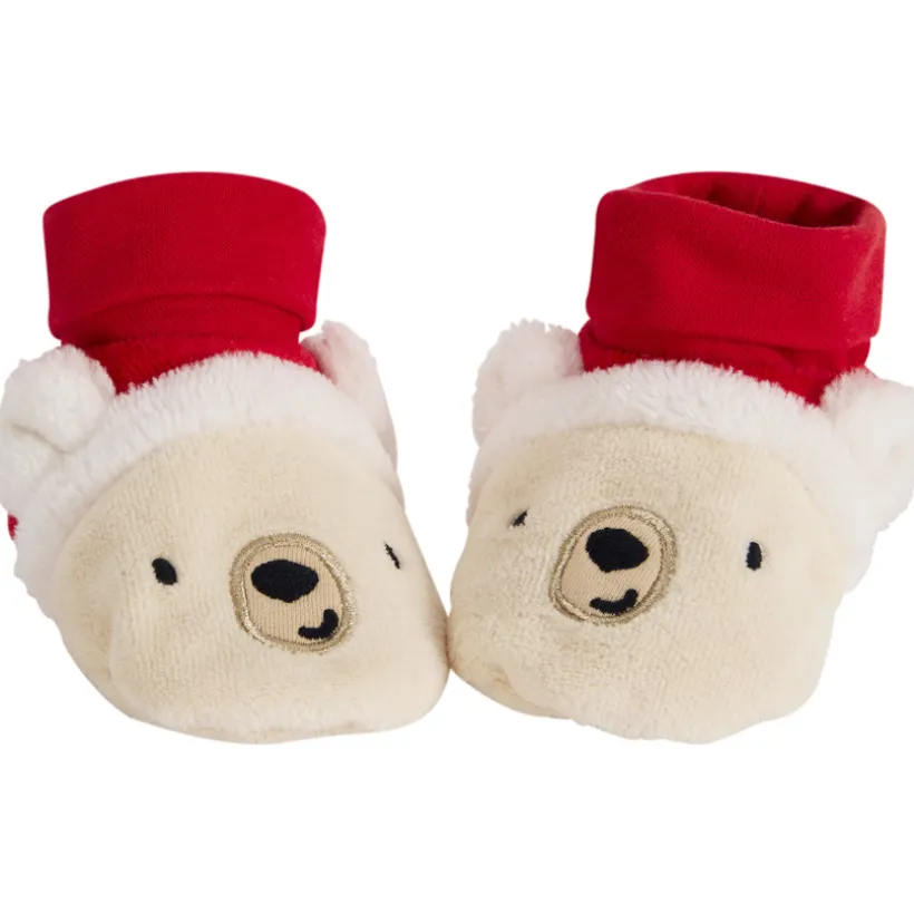 Chaussons en sherpa ourson de Noël pour bébé garçon