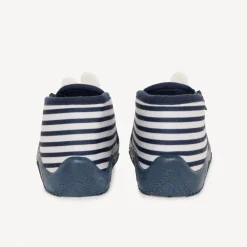 Chaussons forme bottillons rayés patch lapin pour bébé ==