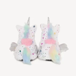 Chaussons peluche licorne imprimé étoiles pour fille