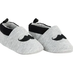 Chaussons souples broderie moustache pour bébé garçon