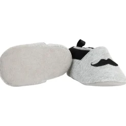 Chaussons souples broderie moustache pour bébé garçon