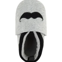 Chaussons souples broderie moustache pour bébé garçon