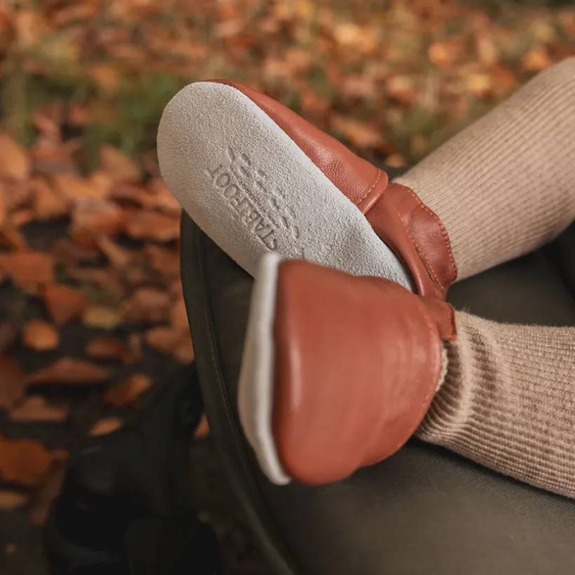 Chaussons souples 3-6M en cuir Babysoft cognac