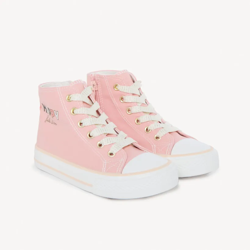 Chaussures en toile montante à zip et lacets fantaisie pour fille