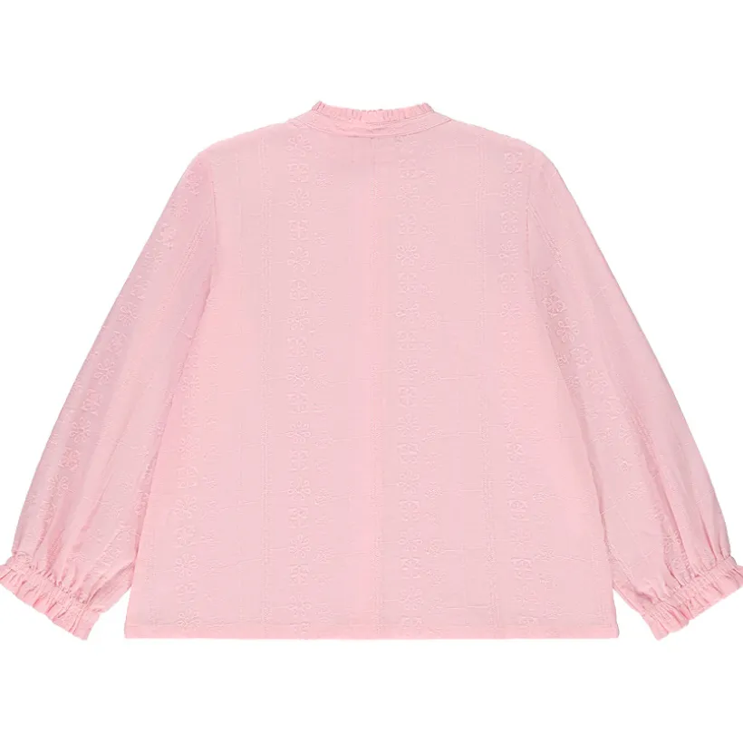 Chemise brodée à manches longues bouffantes pour fille