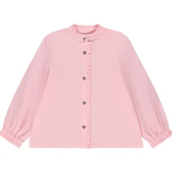 Chemise brodée à manches longues bouffantes pour fille