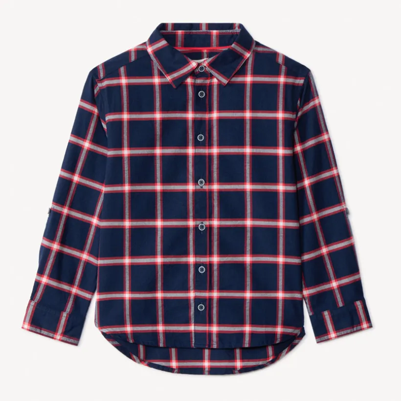 Chemise à carreaux et manches rétractables pour garçon