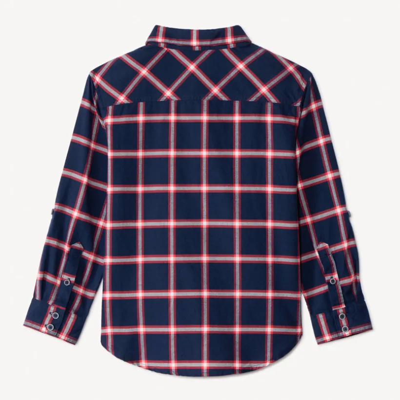 Chemise à carreaux et manches rétractables pour garçon