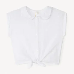 Chemise col claudine nouée à la taille pour bébé fille