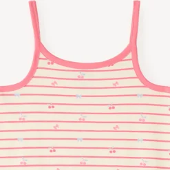 Chemise de nuit à bretelles style marinière imprimé cerises pour fille