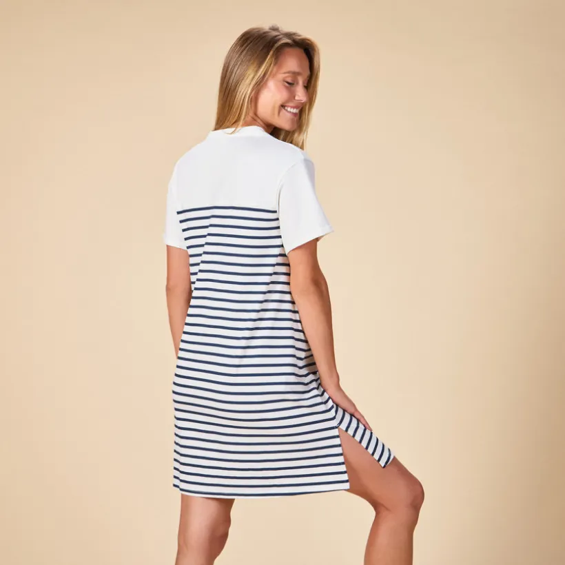 Chemise de nuit et d'allaitement + body esprit marinière