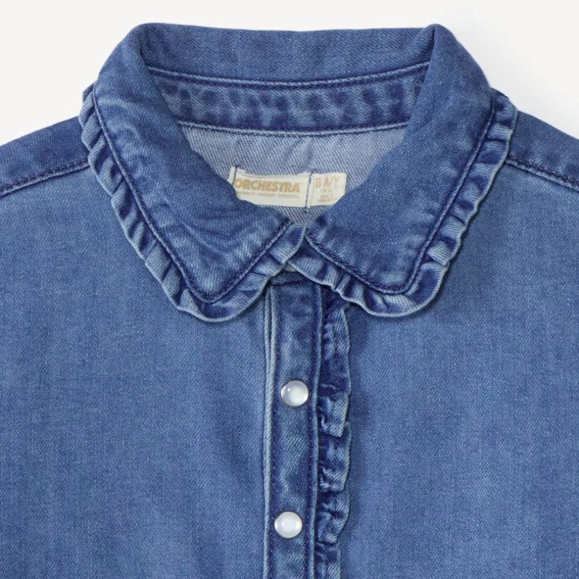 Chemise fille manches longues en denim