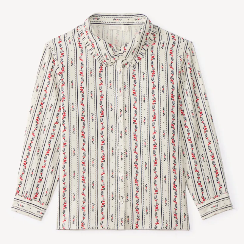 Chemise fille manches longues imprimée fleurie