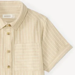 Chemise garçon manches courtes en toile à rayures