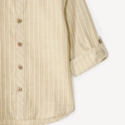 Chemise garçon manches longues col mao en toile à rayures
