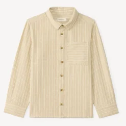 Chemise garçon manches longues en toile à rayures