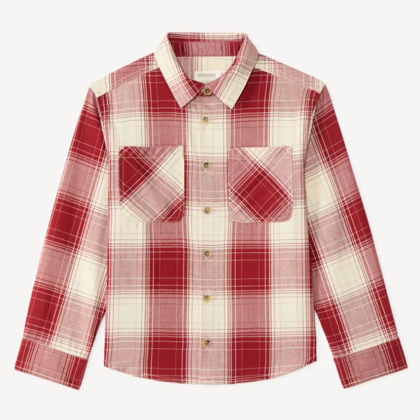 Chemise garçon manches longues à carreaux