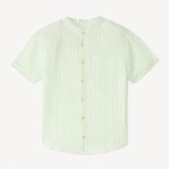 Chemise manches courte à rayures col mao pour garçon