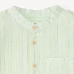 Chemise manches courte à rayures col mao pour garçon
