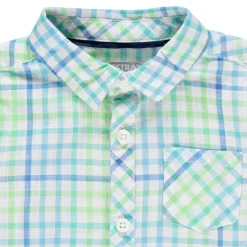 Chemise manches courtes à carreaux et poche