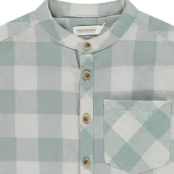 Chemise manches courtes à carreaux col mao pour garçon