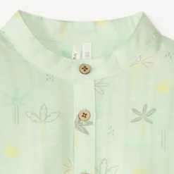Chemise manches courtes col mao en gaze pour bébé garçon