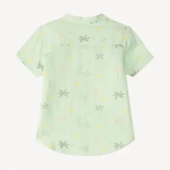 Chemise manches courtes col mao en gaze pour bébé garçon