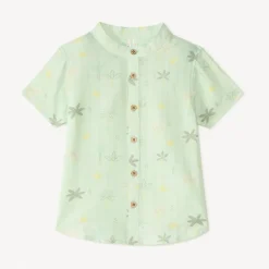 Chemise manches courtes col mao imprimé savane pour bébé garçon