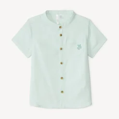 Chemise manches courtes col mao avec broderie animaux pour bébé garçon