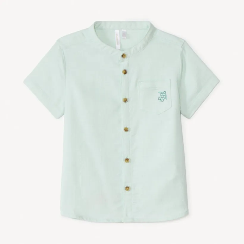 Chemise manches courtes col mao avec broderie animaux pour bébé garçon