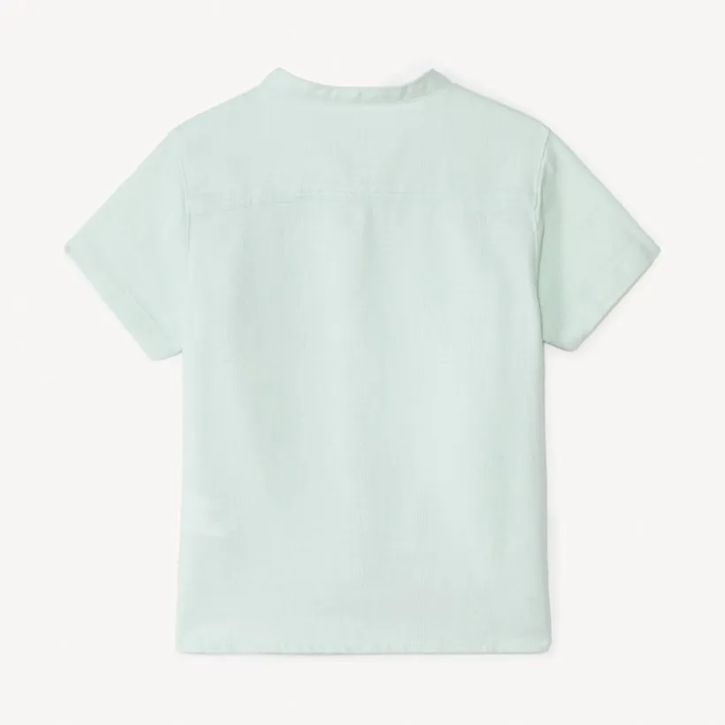 Chemise manches courtes col mao avec broderie animaux pour bébé garçon