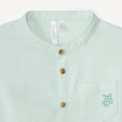 Chemise manches courtes col mao avec broderie animaux pour bébé garçon