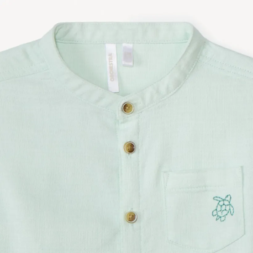 Chemise manches courtes col mao avec broderie animaux pour bébé garçon