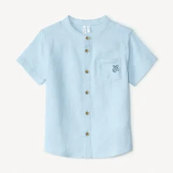 Chemise manches courtes col mao avec broderie animaux pour bébé garçon
