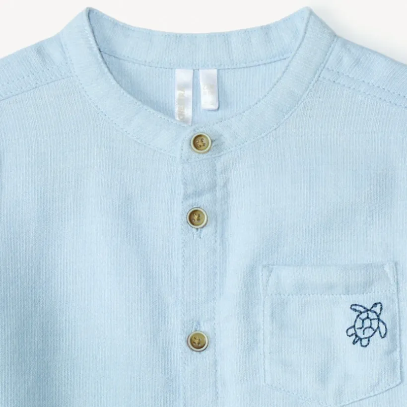 Chemise manches courtes col mao avec broderie animaux pour bébé garçon
