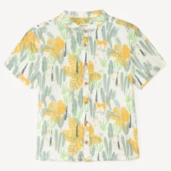 Chemise manches courtes col mao imprimé jungle pour garçon