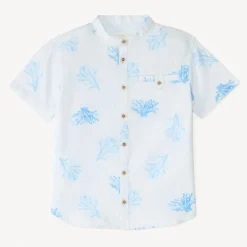 Chemise manches courtes col mao imprimé corail pour garçon