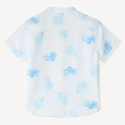 Chemise manches courtes col mao imprimé corail pour garçon