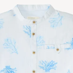 Chemise manches courtes col mao imprimé corail pour garçon