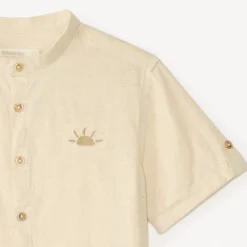 Chemise manches courtes col mao broderie soleil pour garçon
